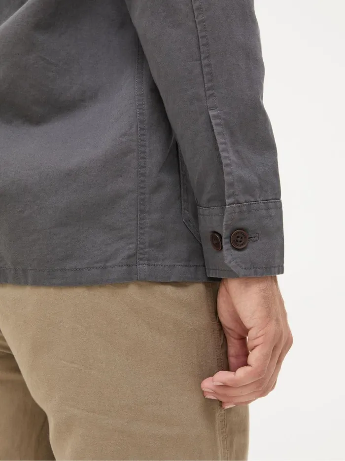 Men Coats and Jackets Fat Face Grey Cotton Linen Worker Jacket