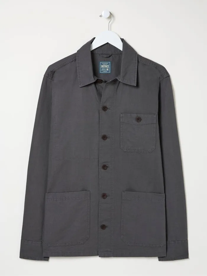 Men Coats and Jackets Fat Face Grey Cotton Linen Worker Jacket