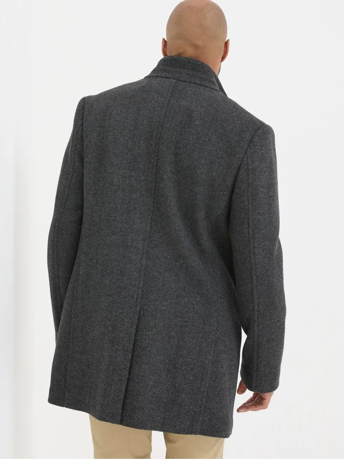 Men Coats and Jackets Fat Face Pendeen Dark Grey Overcoat