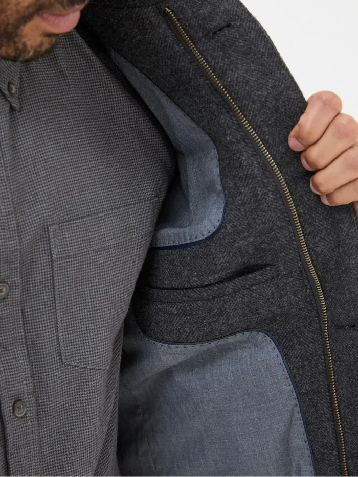 Men Coats and Jackets Fat Face Pendeen Dark Grey Overcoat