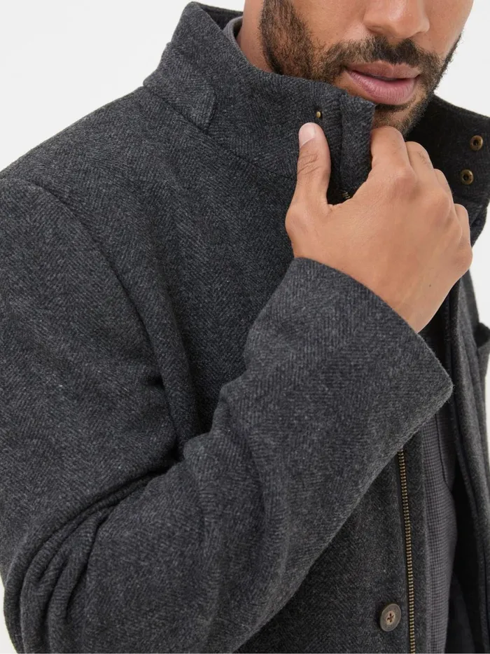 Men Coats and Jackets Fat Face Pendeen Dark Grey Overcoat