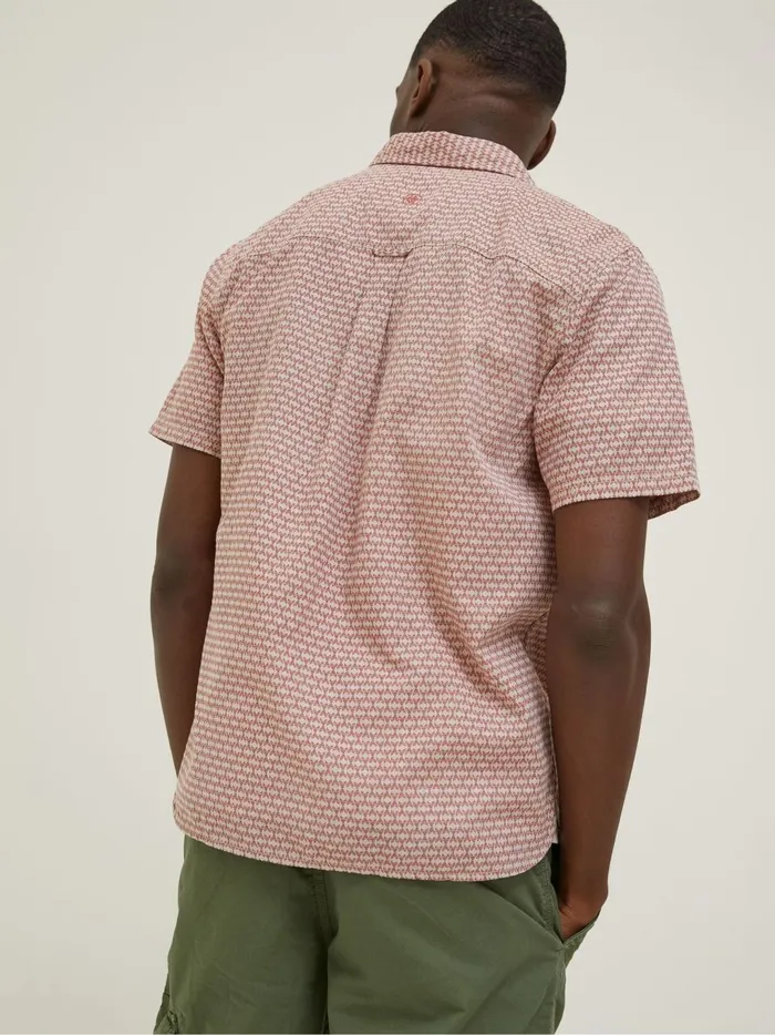 Men Coats and Jackets Fat Face Red Geo Print Shirt
