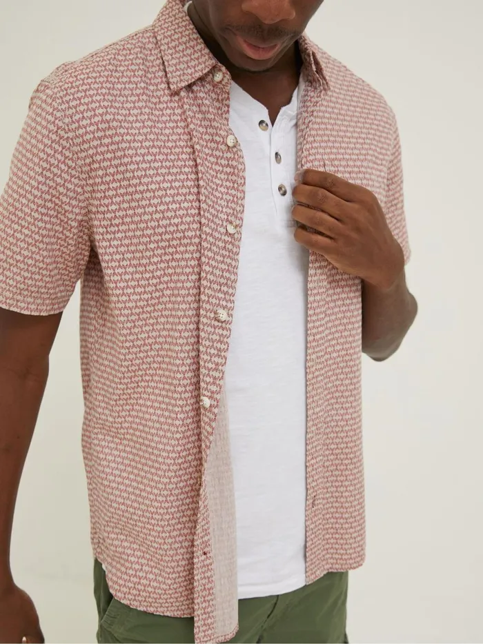 Men Coats and Jackets Fat Face Red Geo Print Shirt