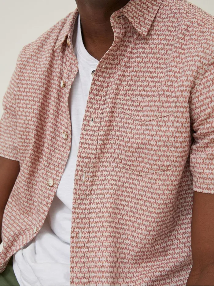 Men Coats and Jackets Fat Face Red Geo Print Shirt