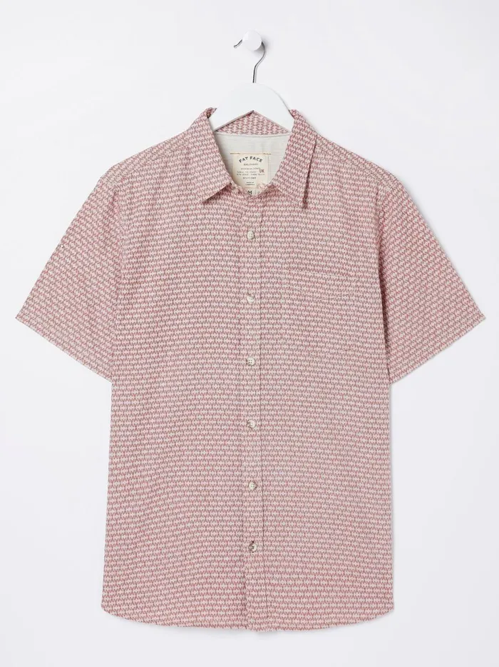 Men Coats and Jackets Fat Face Red Geo Print Shirt