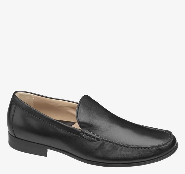 Men Cresswell Venetian Loafer Black Sheepskin JohnstonandMurphy SlipOns and Loafers