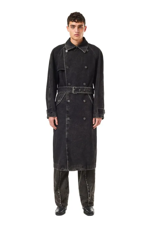 Men DDelirious Double Breasted Trench Coat Blackdark Grey Diesel Outerwear And Jackets Men DDelirious Double Breasted Trench Coat Blackdark Grey Diesel Outerwear And Jackets