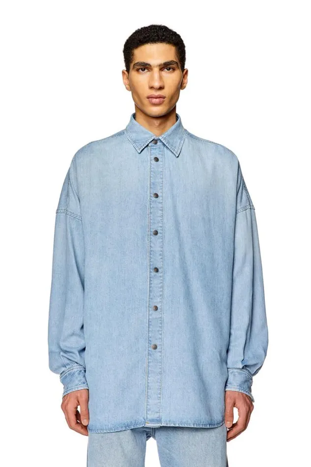 Men DKama Light Blue Diesel Shirts Men DKama Light Blue Diesel Shirts