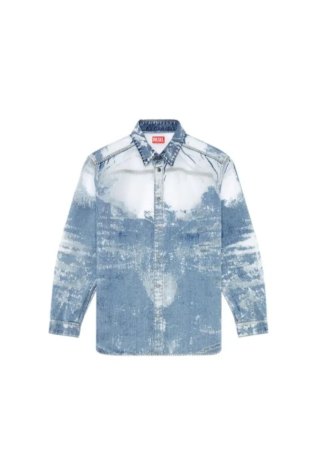 Men DSimplyOverFsd Medium Blue Diesel Shirts