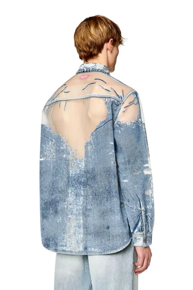 Men DSimplyOverFsd Medium Blue Diesel Shirts