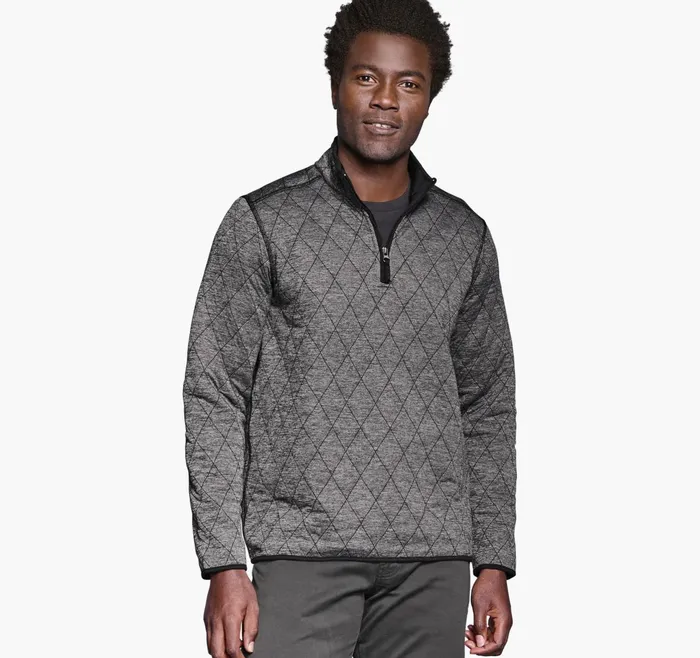 Men Diamond Quilt QuarterZip Charcoal Heather JohnstonandMurphy Sweaters and Knits Men Diamond Quilt QuarterZip Charcoal Heather JohnstonandMurphy Sweaters and Knits