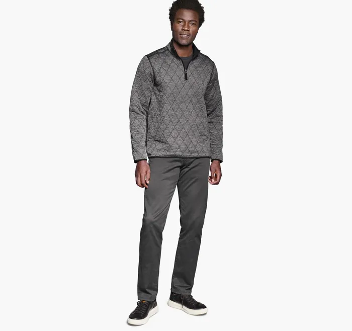 Men Diamond Quilt QuarterZip Charcoal Heather JohnstonandMurphy Sweaters and Knits Men Diamond Quilt QuarterZip Charcoal Heather JohnstonandMurphy Sweaters and Knits