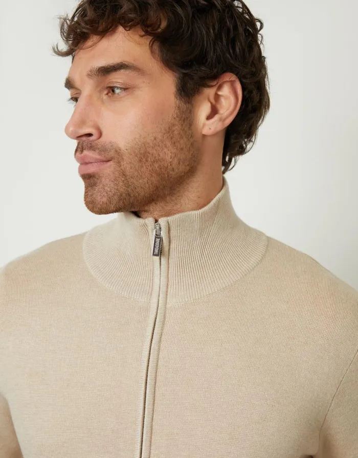 Men Ecru ZipThrough Funnel Neck Knitted Cardigan Threadbare Cardigans Men Ecru ZipThrough Funnel Neck Knitted Cardigan Threadbare Cardigans