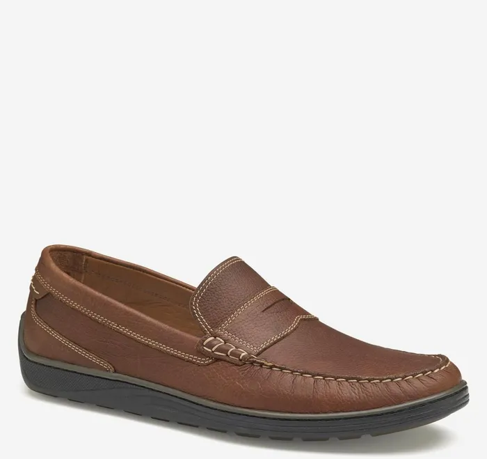 Men Emmett Penny Loafer Dark Tan Full Grain JohnstonandMurphy SlipOns and Loafers