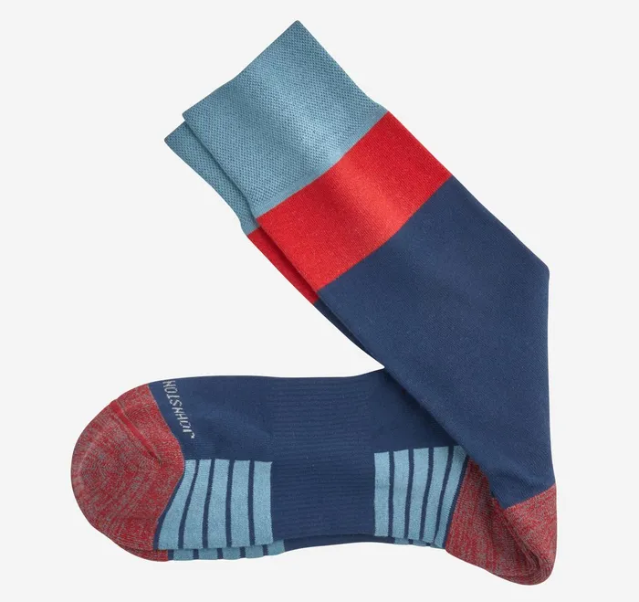 Men First In Comfort Block Stripe Socks Blue JohnstonandMurphy Socks