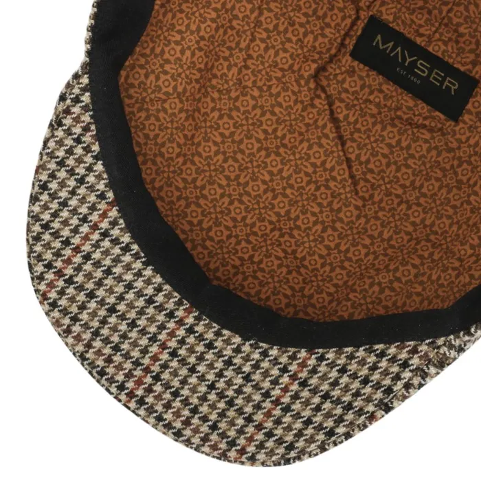 Men Flat Caps Mayser Paddy Casual Houndstooth Flat Cap Brown Men Flat Caps Mayser Paddy Casual Houndstooth Flat Cap Brown
