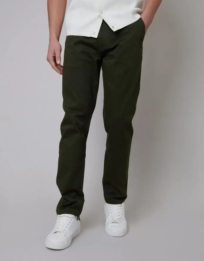 Men Forest Green Regular Fit Chino Trousers Threadbare Chinos