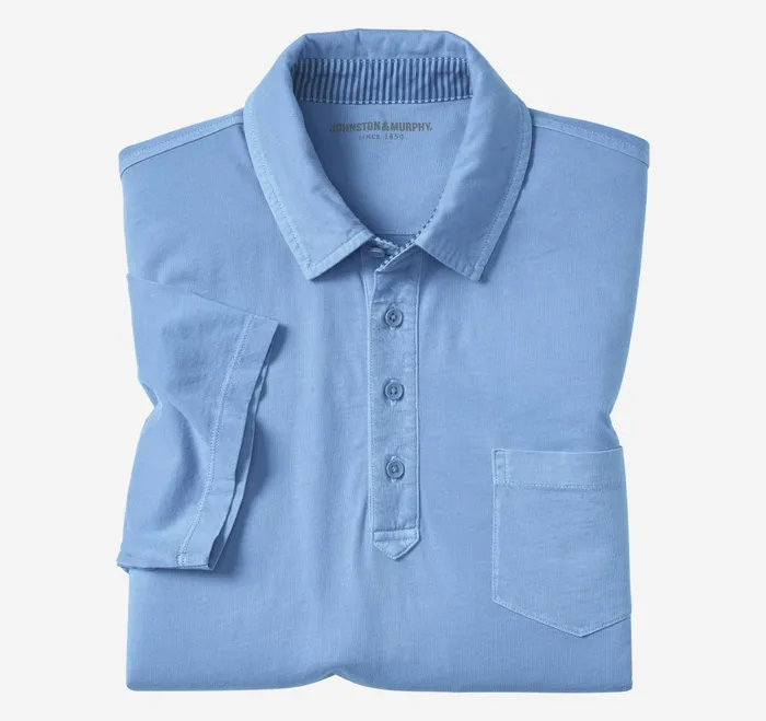 Men Garment Dyed Polo Blue JohnstonandMurphy Polos and Tees