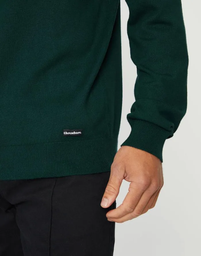 Men Green Funnel Neck Quarter Zip Knitted Jumper Threadbare Jumpers Men Green Funnel Neck Quarter Zip Knitted Jumper Threadbare Jumpers