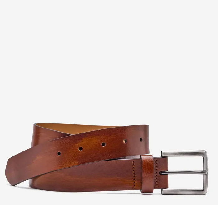 Men HandStained FlatEdge Belt Brown JohnstonandMurphy Belts