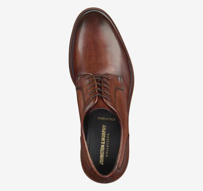 Men Hartley Plain Toe Brown Italian Calfskin JohnstonandMurphy LaceUps Men Hartley Plain Toe Brown Italian Calfskin JohnstonandMurphy LaceUps