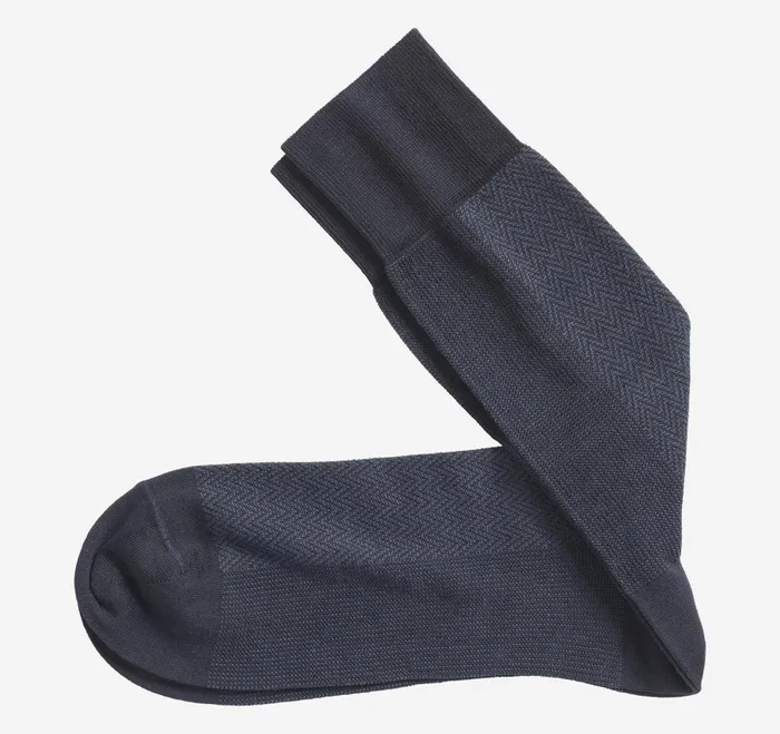 Men Herringbone Panel Socks Navy JohnstonandMurphy Socks