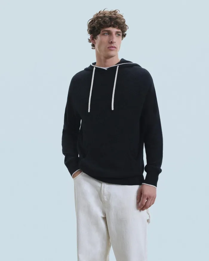 Men Hoodies From Future Lightweight Contrast Trim Hoodie Sweater Black