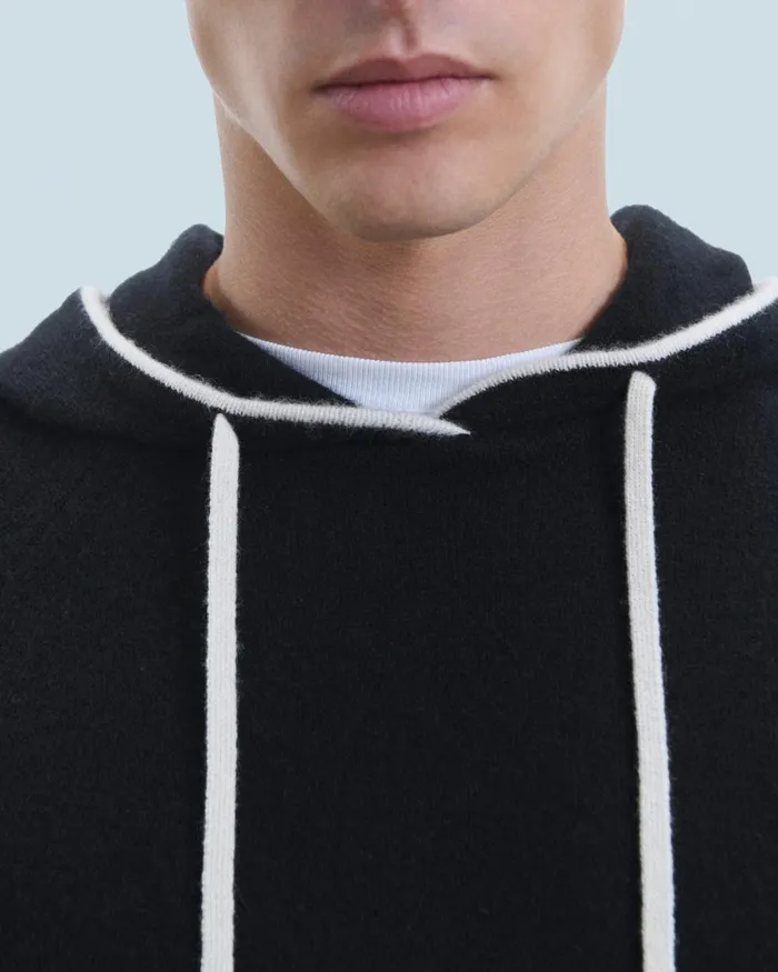 Men Hoodies From Future Lightweight Contrast Trim Hoodie Sweater Black