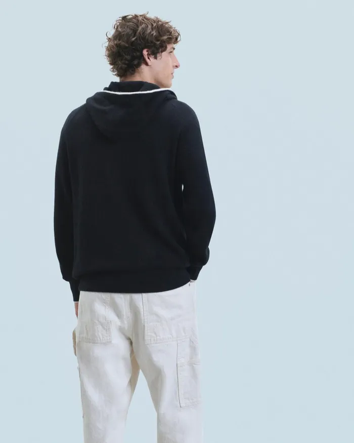 Men Hoodies From Future Lightweight Contrast Trim Hoodie Sweater Black