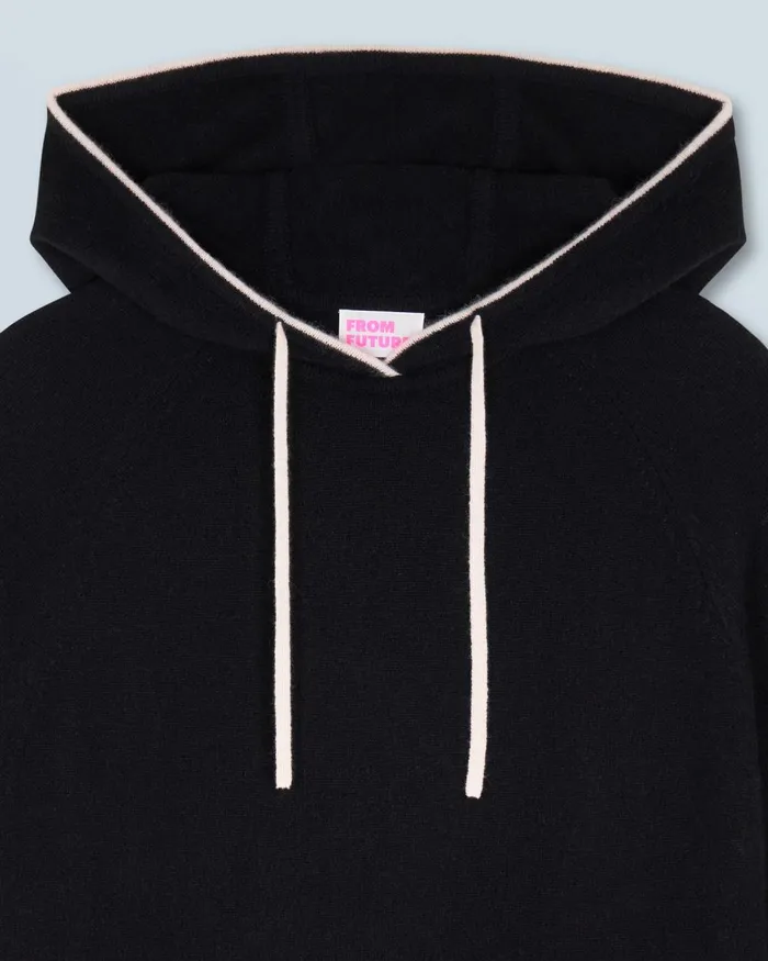 Men Hoodies From Future Lightweight Contrast Trim Hoodie Sweater Black