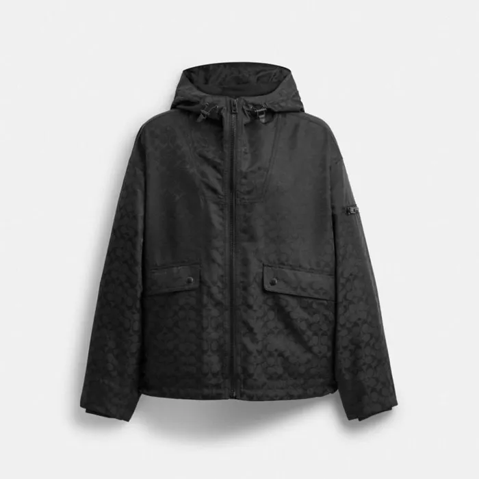 Men Jackets and Outerwear Coach Signature Windbreaker Black
