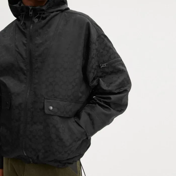 Men Jackets and Outerwear Coach Signature Windbreaker Black