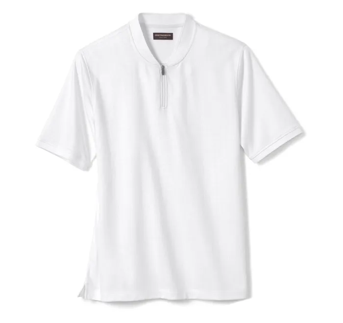 Men Jacquard Zip Polo White JohnstonandMurphy Polos and Tees Men Jacquard Zip Polo White JohnstonandMurphy Polos and Tees