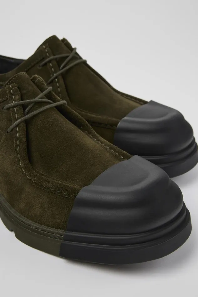 Men Junction Green Nubuck Wallabee Camper Formal Shoes