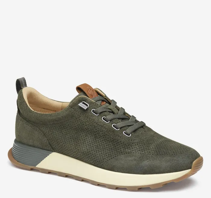 Men Kinnon Perfed Jogger Olive Oiled Suede JohnstonandMurphy SlipOns and Loafers Men Kinnon Perfed Jogger Olive Oiled Suede JohnstonandMurphy SlipOns and Loafers