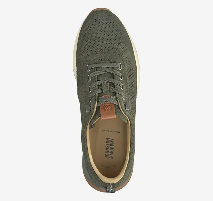 Men Kinnon Perfed Jogger Olive Oiled Suede JohnstonandMurphy SlipOns and Loafers Men Kinnon Perfed Jogger Olive Oiled Suede JohnstonandMurphy SlipOns and Loafers