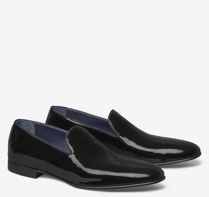 Men Kinser SlipOn Loafer Black Italian Patent Calfskin JohnstonandMurphy Formal Shoes