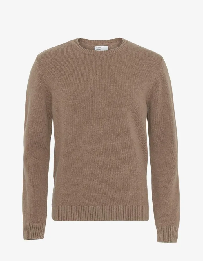 Men Knit Sweaters Colorful Standard Classic Merino Wool Crew Warm Taupe