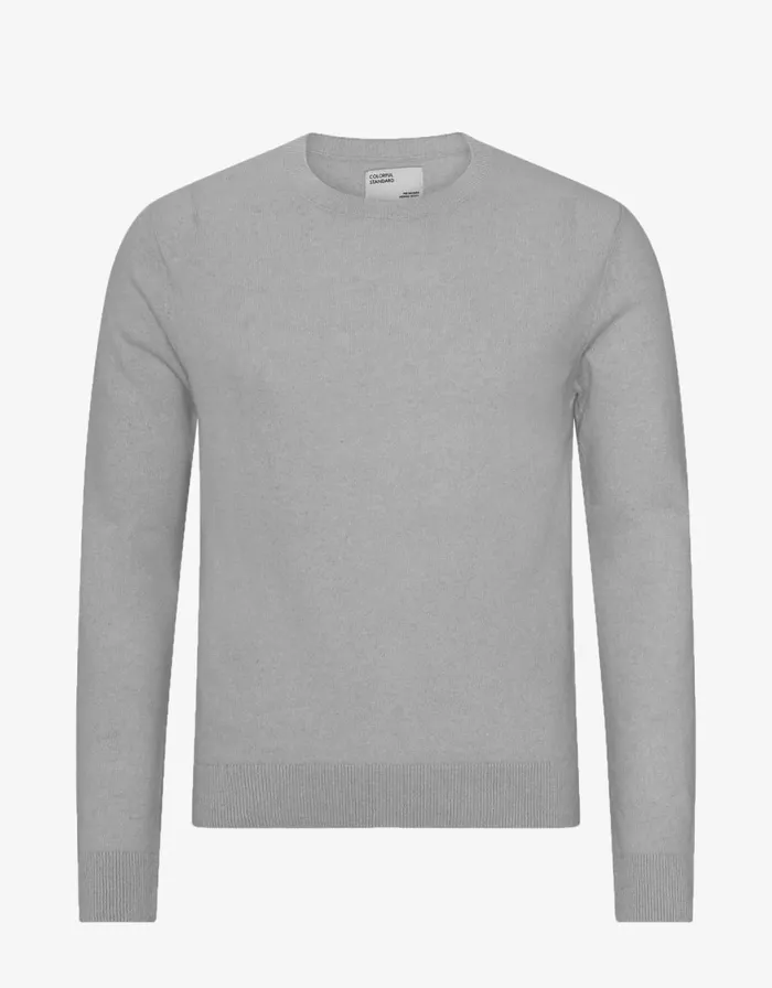 Men Knit Sweaters Colorful Standard Light Merino Wool Crew Heather Grey
