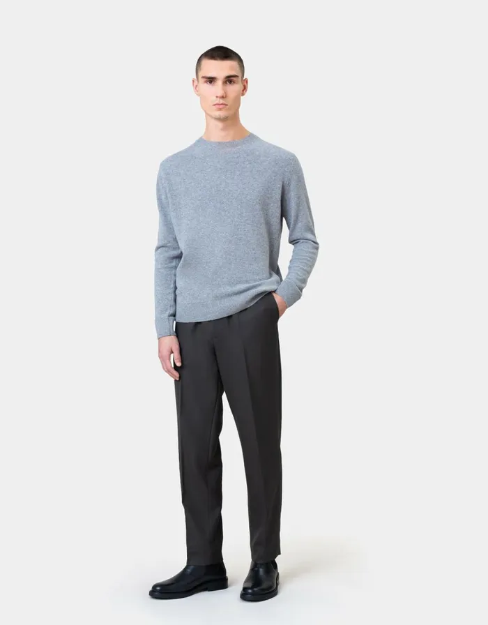 Men Knit Sweaters Colorful Standard Light Merino Wool Crew Heather Grey