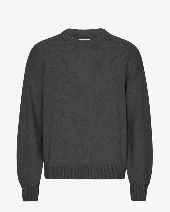 Men Knit Sweaters Colorful Standard Oversized Merino Wool Crew Lava Grey