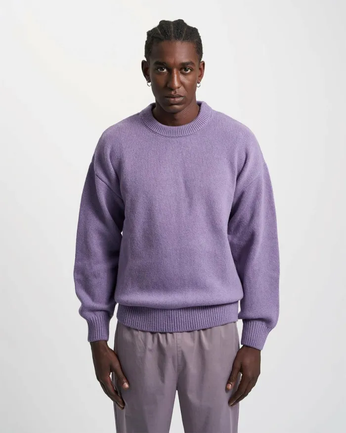 Men Knit Sweaters Colorful Standard Oversized Merino Wool Crew Lava Grey