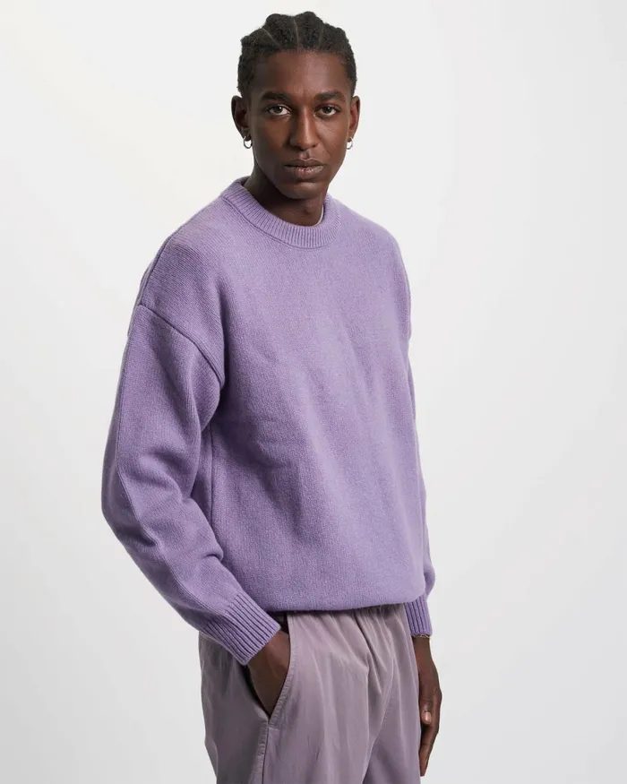 Men Knit Sweaters Colorful Standard Oversized Merino Wool Crew Lava Grey