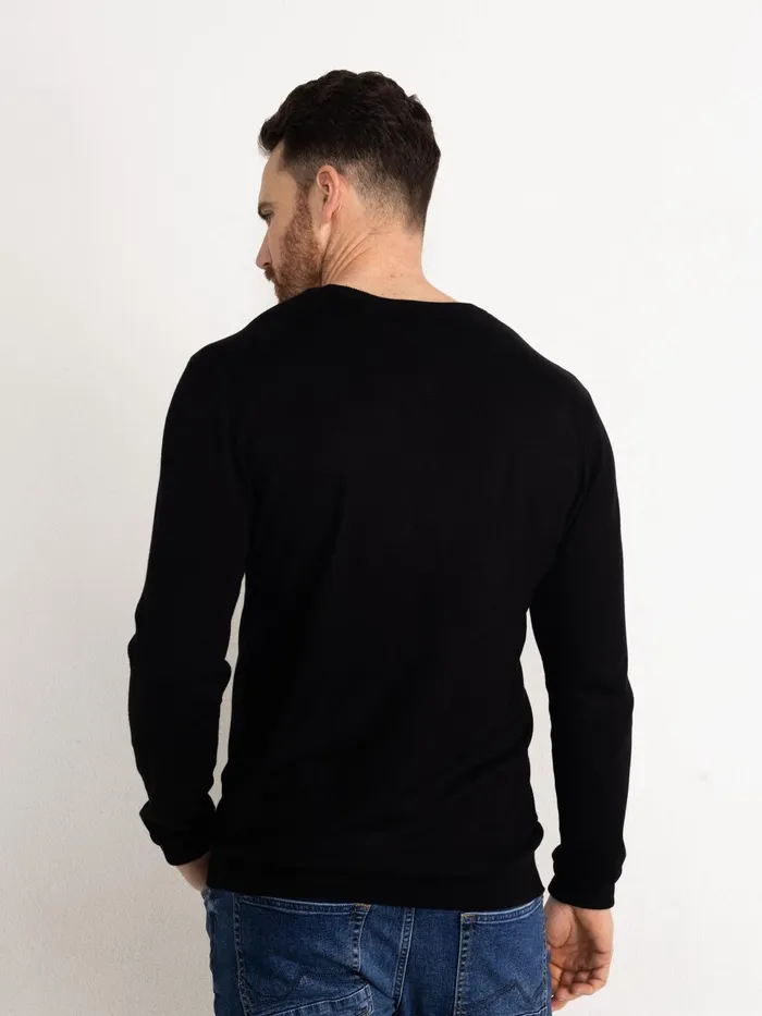 Men Knits and Sweats Petrol Industries Essential VNeck Knit Black