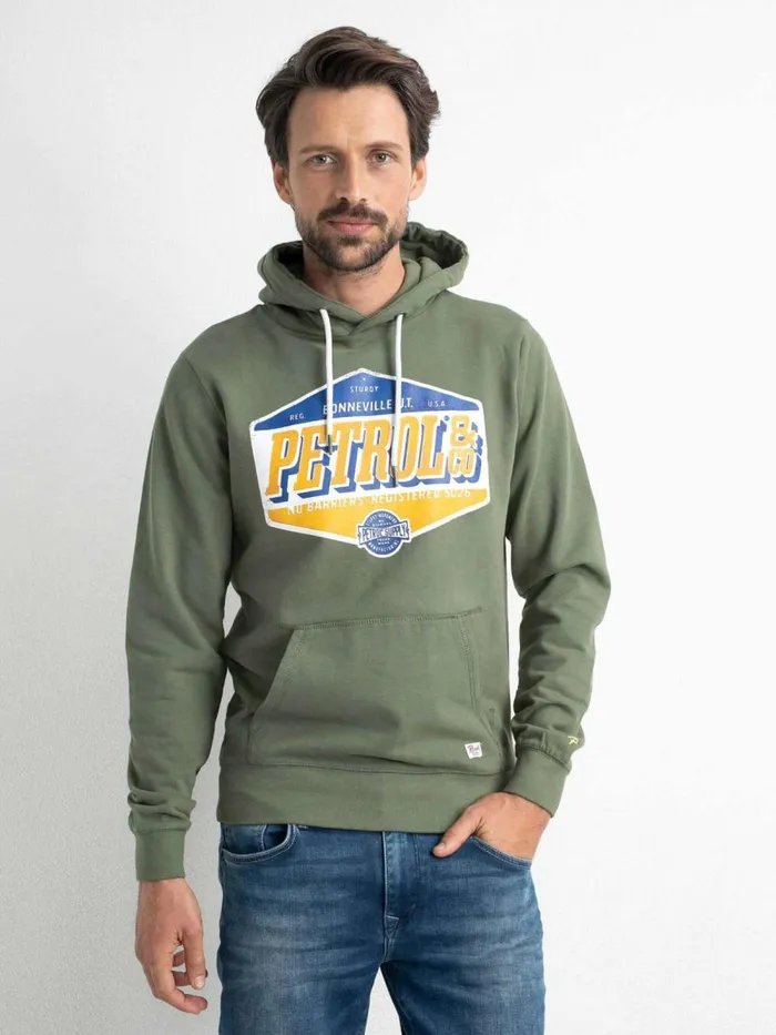 Men Knits and Sweats Petrol Industries Hoodie With Logo Artwork Dusty Army