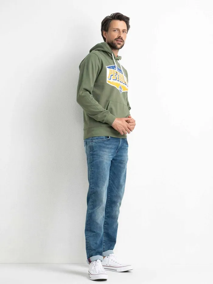 Men Knits and Sweats Petrol Industries Hoodie With Logo Artwork Dusty Army