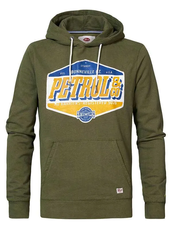 Men Knits and Sweats Petrol Industries Hoodie With Logo Artwork Dusty Army