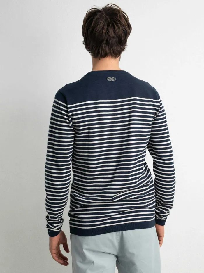 Men Knits and Sweats Petrol Industries Striped Pullover Midnight Navy