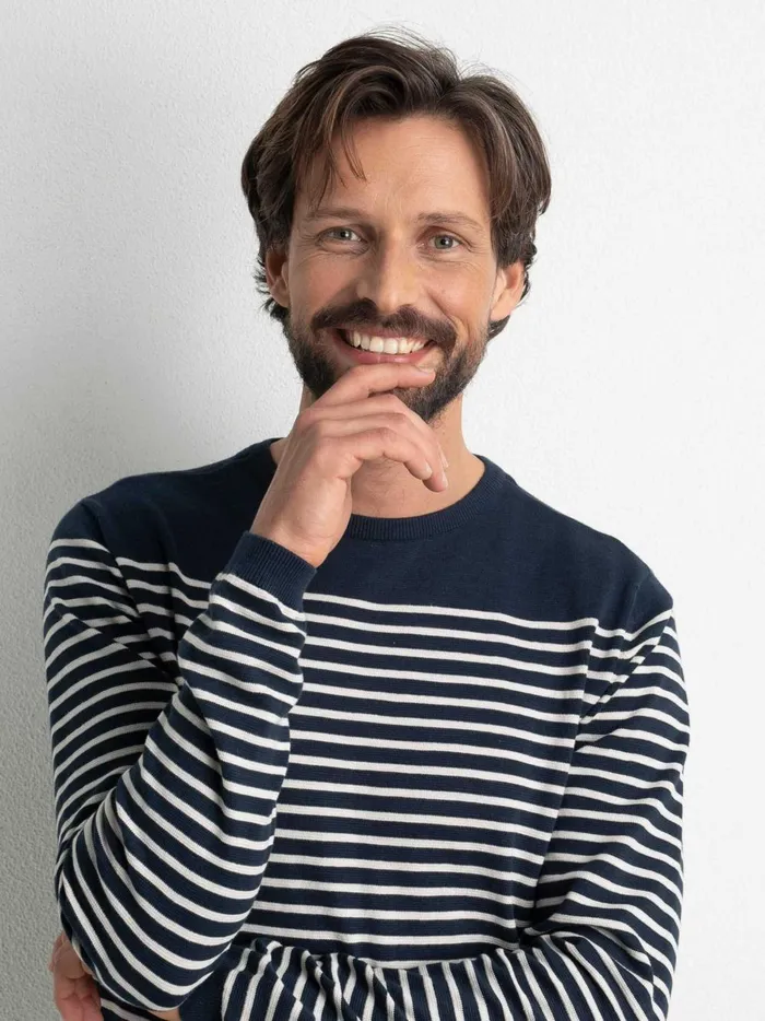 Men Knits and Sweats Petrol Industries Striped Pullover Midnight Navy