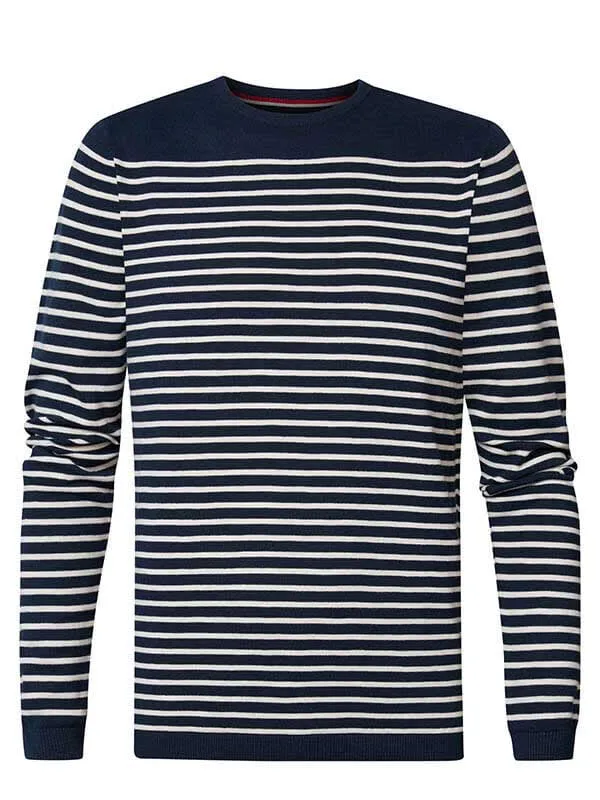 Men Knits and Sweats Petrol Industries Striped Pullover Midnight Navy